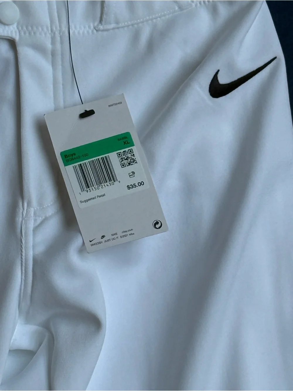 NWT Nike Team White Baseball Pants Boys Size XL